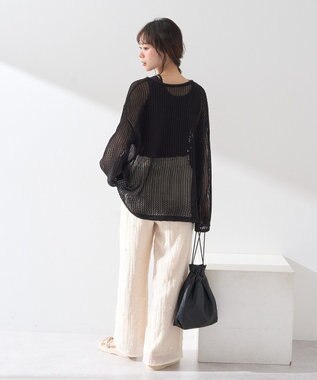 earth music&ecology ＳＥＴ２点メッシュプルオーバー＋タンクトップ Black