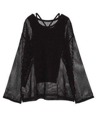 earth music&ecology ＳＥＴ２点メッシュプルオーバー＋タンクトップ Black