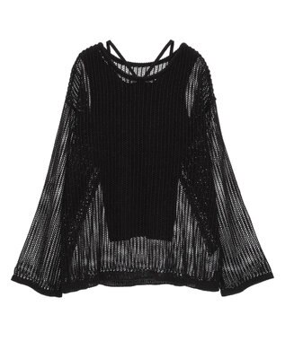 earth music&ecology ＳＥＴ２点メッシュプルオーバー＋タンクトップ Black