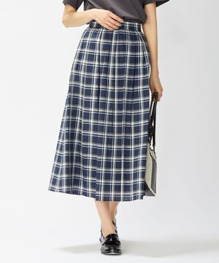 J.PRESS LADIES 【洗える】BEZ Cリネンマドラス スカート ネイビー系3