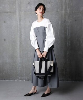 TOPKAPI 【Breath TOPKAPI】スコッチグレイン ネオレザー トート バッグ ショルダー付き M グレージュ