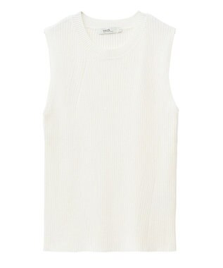 earth music&ecology ランダムリブノースリーブニット Ivory