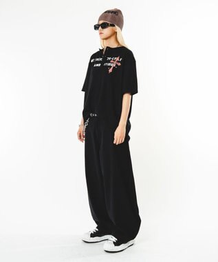 WEGO 【ユニセックス着用ITEM】ハトメバッククロスモチーフパンツ ブラック