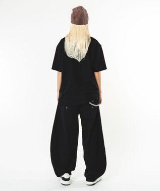 WEGO 【ユニセックス着用ITEM】ハトメバッククロスモチーフパンツ ブラック