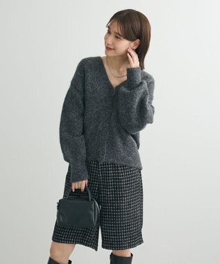 Green Parks 毛ふきシャギーＶネックカーディガン Dark Gray