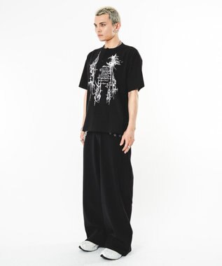 WEGO 【ユニセックス着用ITEM】ハトメバッククロスモチーフパンツ ブラック