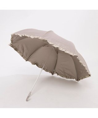 UNBILLION カシュネ cachenez / 【晴雨兼用】【日傘】UV カット率99％以上 PUバイカラーフリルトップレス折りたたみ傘 ダークベージュ