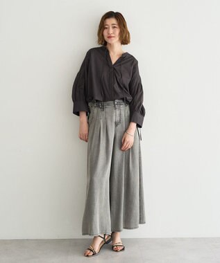 YECCA VECCA バイオ加工ヴィンテージデニムワイドパンツ Gray