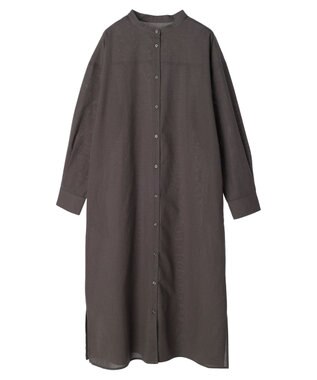 Green Parks 綿麻混バンドカラーシャツワンピース Gray