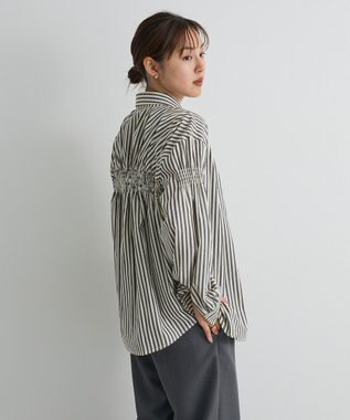 CRAFT STANDARD BOUTIQUE バックデザインレギュラーカラーシャツ Stripe Gray
