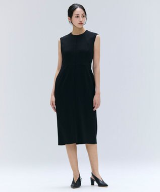 BEIGE， 【洗える・L-size】CINDY / クルーネックノースリーブワンピース Black x Black