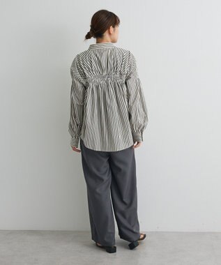 CRAFT STANDARD BOUTIQUE バックデザインレギュラーカラーシャツ Stripe Gray