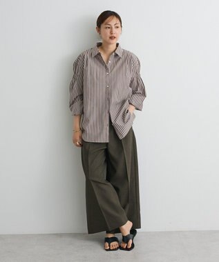 CRAFT STANDARD BOUTIQUE バックデザインレギュラーカラーシャツ Stripe Brown