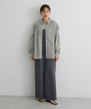 CRAFT STANDARD BOUTIQUE バックデザインレギュラーカラーシャツ Stripe Gray