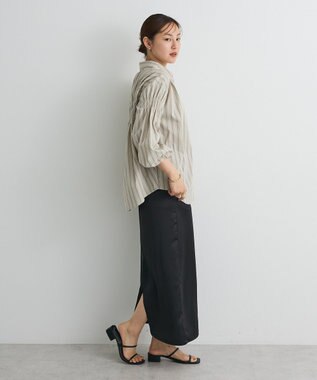 CRAFT STANDARD BOUTIQUE バックデザインレギュラーカラーシャツ Stripe Beige