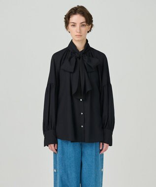 GRACE CONTINENTAL タイ付ギャザーシャツ ブラック