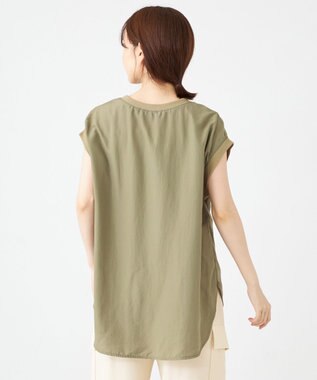 SHARE PARK LADIES ライトタッチ裾テールロゴTシャツ カーキ系