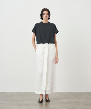 ATON GARMENT DYED LINEN SATIN | ペンシルスカート WHITE