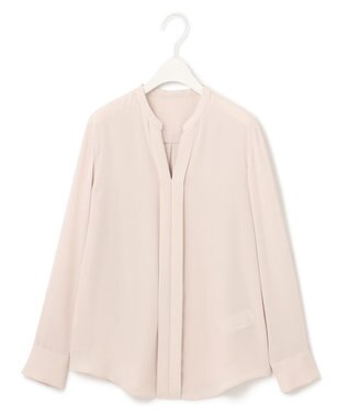 ICB 【人気のため新柄追加・洗える】Back Satin Amunzen キーネック長袖ブラウス ピンク系