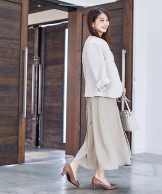 Tiaclasse L 【新色追加・洗える】バックリボン前開きワンピース グレージュ