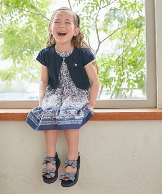 ANY KIDS プリント サマー ワンピース ネイビー×モロッカン