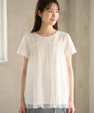 【汗ジミが目立たない・洗える】バルーンチュール Tシャツ