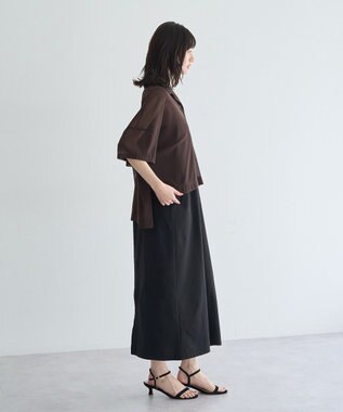 YECCA VECCA 【2点SET】シアーポロシャツ×キャミワンピース Brown