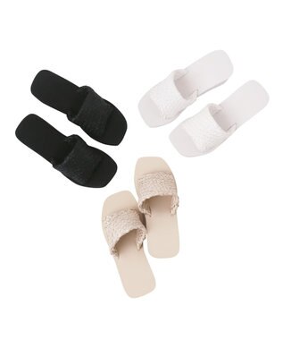 San-ai Resort（三愛水着楽園） 【SALE】スクエア編み込みビーチサンダル【San-ai Resort（サンアイリゾート）】 ベージュ