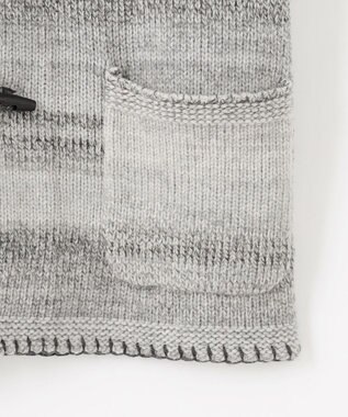 JOSEPH ABBOUD 【キングサイズ・インポート素材/アルパカブレンド/軽い】アルパカブレンドかすりボーダー ニット ジャケット ライトグレー系2