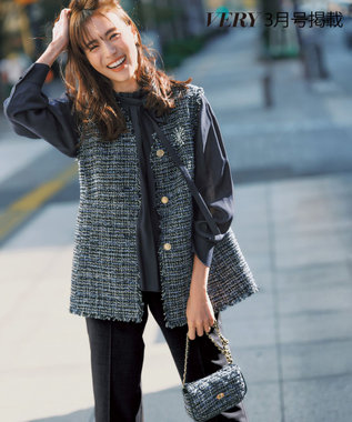 23区 L 【VERY掲載】GIOLICAツイード フォルム ジレ