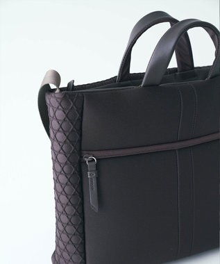 MIYABIYA LAQUOH【撥水加工】篭目柄エンボスボンディング スリム２WAYトート チョコ