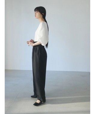 Green Parks armonia．袖布帛ニットプルオーバー Ivory