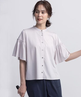 組曲 ギャザースリーブクリア カットソー グレージュ系