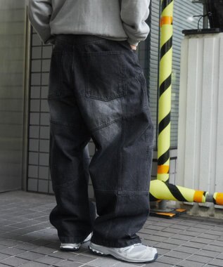 WEGO スーパービッグバレルレッグデニムパンツ ブラックその他