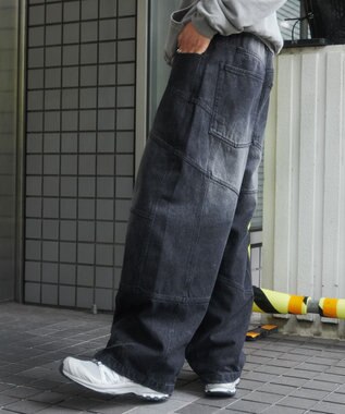 WEGO スーパービッグバレルレッグデニムパンツ ブラックその他