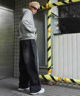 WEGO スーパービッグバレルレッグデニムパンツ ブラックその他