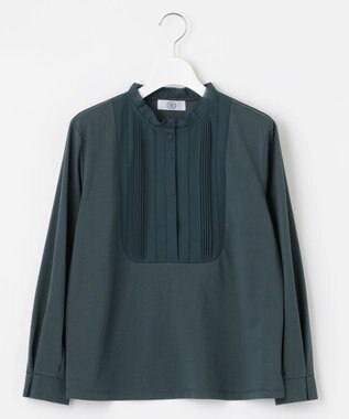 J.PRESS LADIES S 【吸水速乾】プレーティングジャージー フリル衿 カットソー ダークグリーン系
