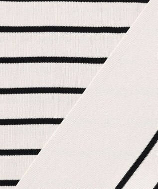 ANY SIS 【接触冷感・UVカット・洗える】ビューティクールボートネック プルオーバー ライトベージュ×ブラック