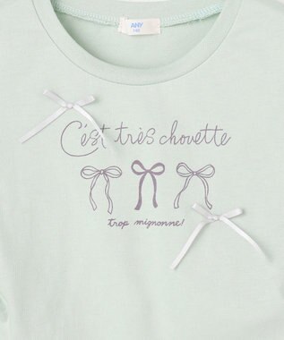 ANY KIDS 【洗濯機可能】ドロスト 裾リボンTシャツ ミント
