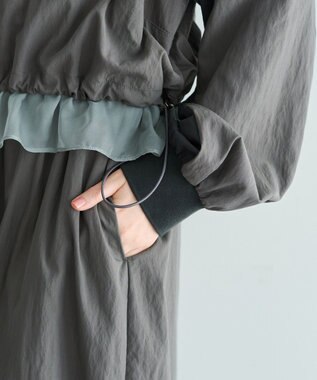 YECCA VECCA シアーMIXドロストデザインシャツワンピース Khaki