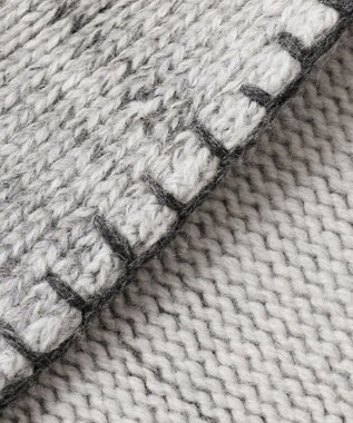 JOSEPH ABBOUD 【キングサイズ・インポート素材/アルパカブレンド/軽い】アルパカブレンドかすりボーダー ニット ジャケット ライトグレー系2