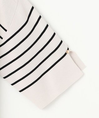 ANY SIS 【接触冷感・UVカット・洗える】ビューティクールボートネック プルオーバー ライトベージュ×ブラック