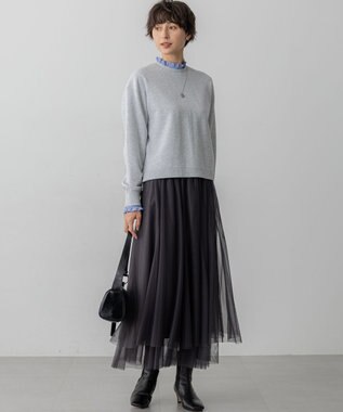 23区 【WEB＆一部店舗限定】クリアコットンテリー ストライプフリル スウェット ライトグレー系