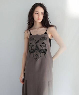 Green Parks ■ＥＳＣＡＲ　フロントレースキャミワンピース Gray Beige