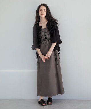 Green Parks ■ＥＳＣＡＲ　フロントレースキャミワンピース Gray Beige