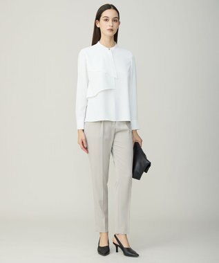 ICB ストレッチジョーゼット ラッフルディテール ブラウス オフホワイト