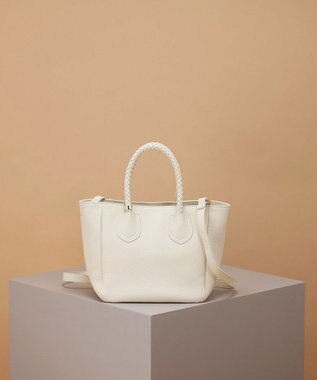 TOPKAPI 【ドラマ着用】【TREASURE TOPKAPI】シュリンクレザー メッシュハンドル ショルダー付き ミニ トート バッグ オフ