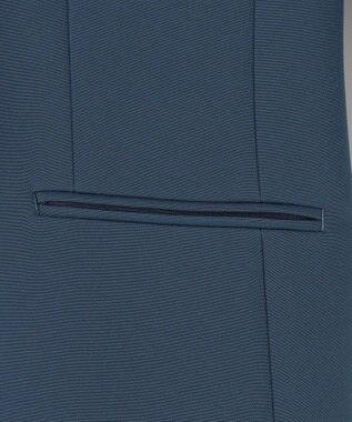 ICB 【洗える】トリプルクロスツイル ノーカラージャケット サルートブルー系