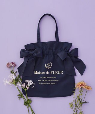 Maison de FLEUR ダブルリボンギャザートートバッグ
