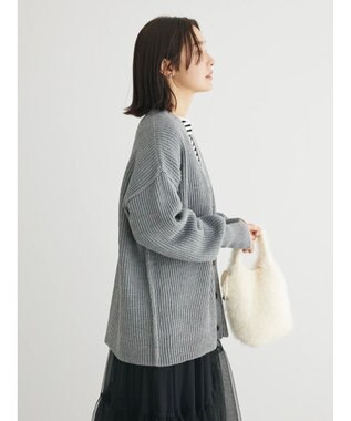 Green Parks 洗える　Ｖネックニットカーディガン Gray Mixture